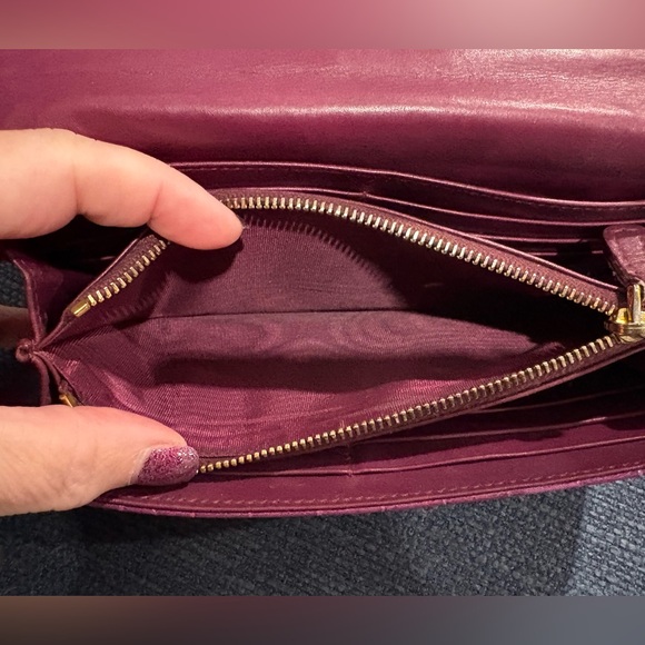 Miu Miu Croc Embossed Leather Long Wallet Purple Italy - Picture 5 of 16